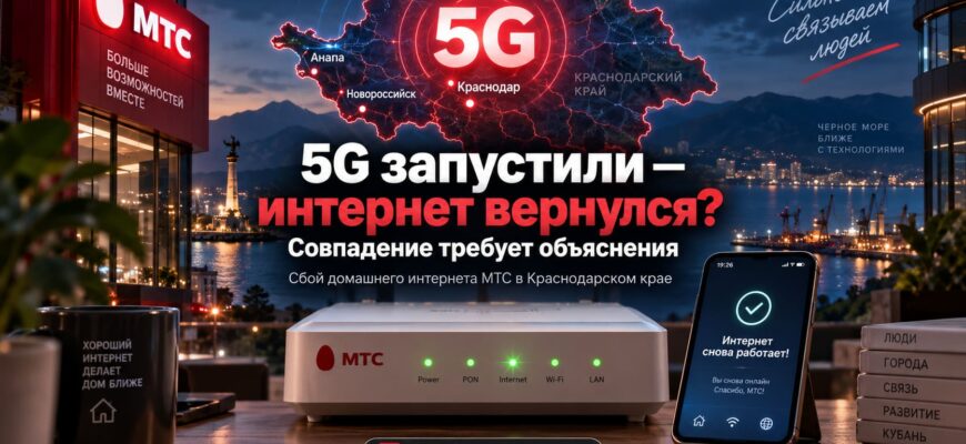 5G запустили — интернет вернулся: иллюстрация к новости о сбое домашнего интернета МТС в Краснодарском крае